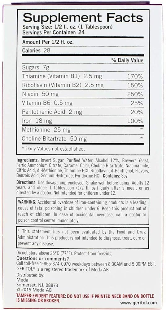 Geritol Liquid Energy Support B-Vitamins 12 oz (Pack of 6)