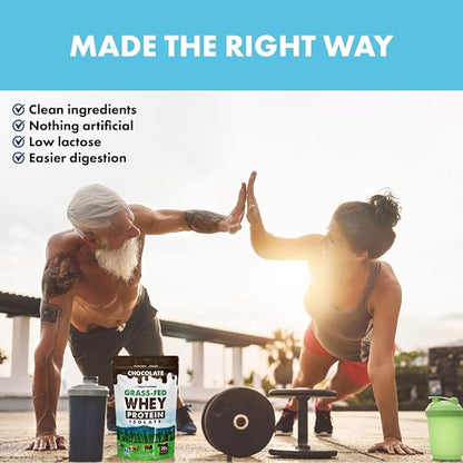 Opportuniteas Grass Fed Chocolate Whey Protein Isolate Powder - 20g Protein Powder Without Artificial Sweeteners, Hormone-Free Happy Cows, Non GMO - 1lb
