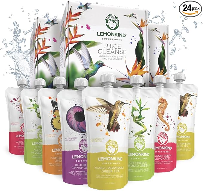 LEMONKIND 3-Day CORE Nutrient-Dense Cleanse: Detox, Boost Energy, Manage Weight, Break Bad Habits - Plant-Based, Non-GMO, Gluten-Free, Pressed, No Concentrates - 24 juices.