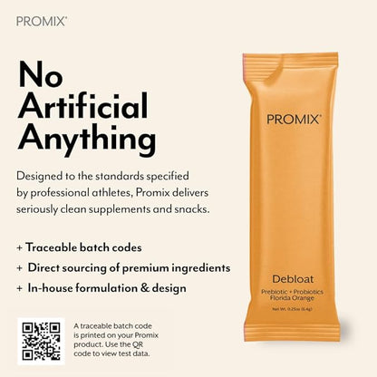 Promix Debloat Prebiotics and Probiotics with Baobab - Rich in Vitamin C, Bloating Relief, Immune Support - Orange - 30 Count
