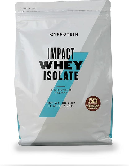 Myprotein - Impact Whey Isolate - Whey Protein Powder - Flavored Drink Mix - Daily Protein Intake for Superior Performance - Cookies & Cream (5.5 lbs, Pack of 1)