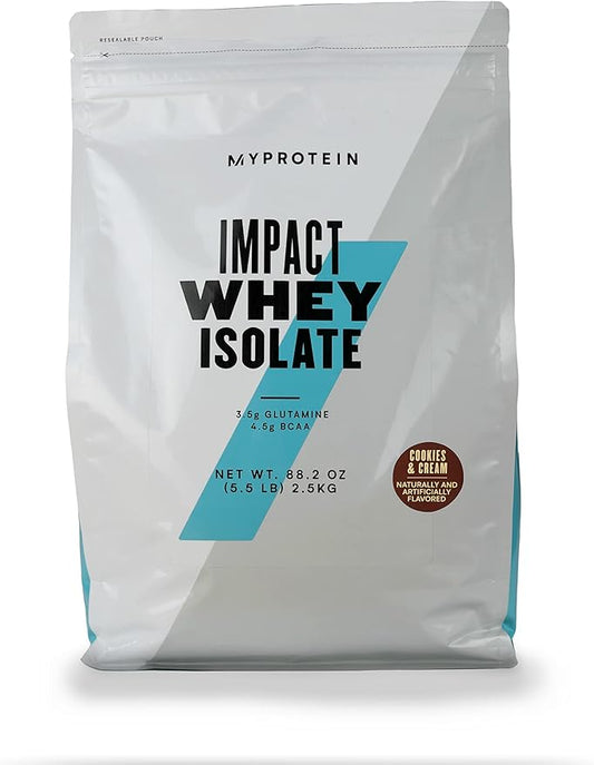 Myprotein - Impact Whey Isolate - Whey Protein Powder - Flavored Drink Mix - Daily Protein Intake for Superior Performance - Cookies & Cream (5.5 lbs, Pack of 1)