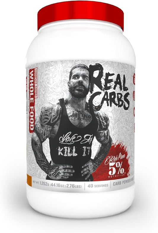 Rich Piana 5% Nutrition Real Carbs with Real Food Complex Carbohydrates, Long-Lasting Low Glycemic Energy for Pre-Workout/Post-Workout Recovery Meal, 2.7 Lb, 40 Servings (Banana Nut Bread)
