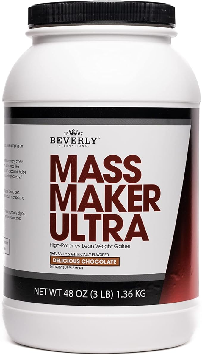 Beverly International Mass Maker Ultra Chocolate, 14 Servings, 3lb. Build Lean Mass Like a Pro!! Milk Protein Isolate, Whey Protein Isolate + Egg. MCT Oil. Clean Carbs, Great taste!