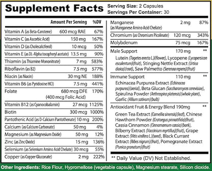 Lyvv Men's Multivitamin, Comprehensive Blend of Essential Vitamins and Minerals, 60 Capsules