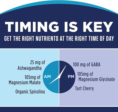 KAL Women's Multivitamin AM/PM, 2-in-1 Multivitamins for Women with Ashwagandha, Silica, Organic Spirulina, and GABA for Cellular Energy, Bone Strength, Immune Support, Vegan, 30 Servings, 120 Tablets