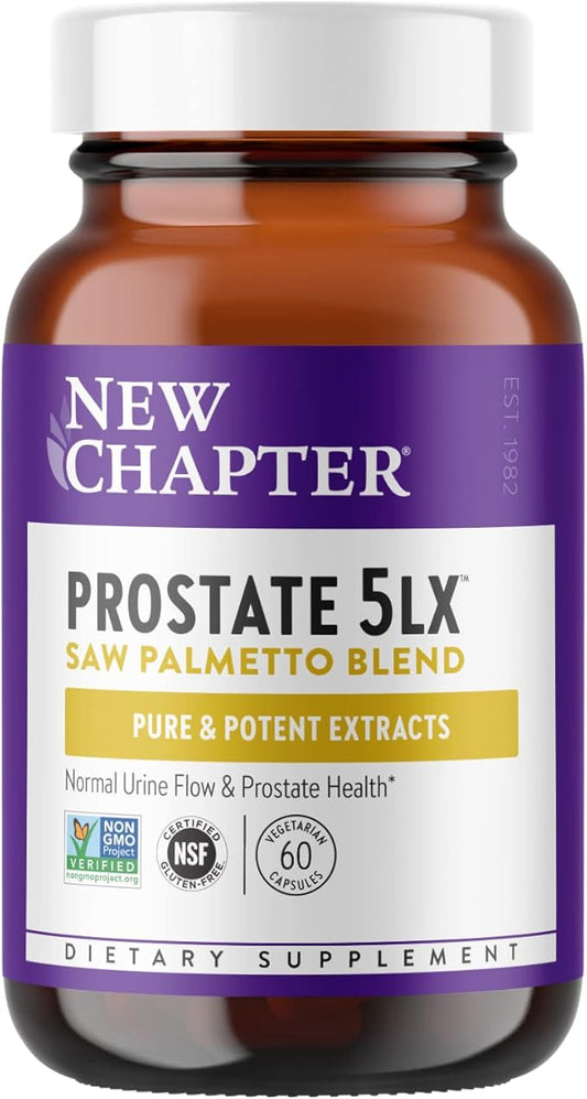New Chapter Prostate Supplement - Prostate 5LX™ with Clinical Strength Saw Palmetto + Fermented Selenium for Prostate Health - 60 ct Vegetarian Capsule