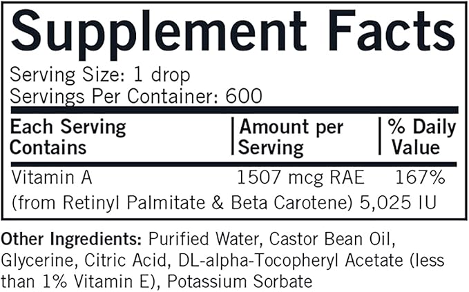 Kirkman - Mycelized Vitamin A Liquid - 30ml - Essential Vitamin - Supports Immune Health - Hypoallergenic