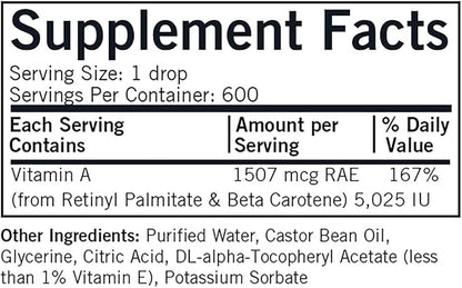 Kirkman - Mycelized Vitamin A Liquid - 30ml - Essential Vitamin - Supports Immune Health - Hypoallergenic