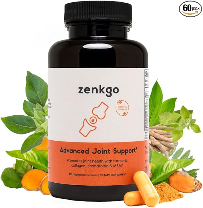 Chondroitin Boswellia MSM Turmeric Hydrolyzed Collagen - Joint Support Supplement, helps with joint mobility & flexibility, function & comfort, cartilage repair, supports smooth movement (60Ct/30Day)