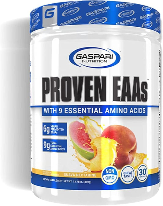 Gaspari Nutrition Proven EAAs, Vegan Fermented EAAs, Enhances Recovery & Replenishes Electrolytes, Non GMO (30 Servings, Guava Nectarine)