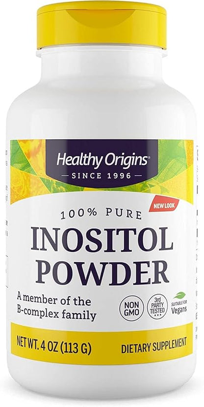 Healthy Origins Inositol Powder, 113.4 g - for Skin, Hair & Nail Health - Vitamin B8 Powder Supplement - Part of The B Complex Family - Vegan, Non-GMO & Gluten-Free Supplement - 4 Oz
