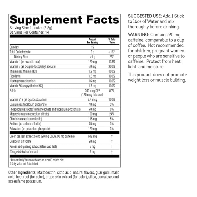 WonderSlim FAST BOOST Energy & Hydration Drink Mix, Berry, with Electrolytes, Vitamins B, C & E, Antioxidants, No Sugar (14ct)