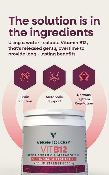 Vegan Vitamin B12 Sublingual Energy Supplements — Metabolism Vitamins & Health Supplements — Daily Supplements (60 Vitamin Tablets)