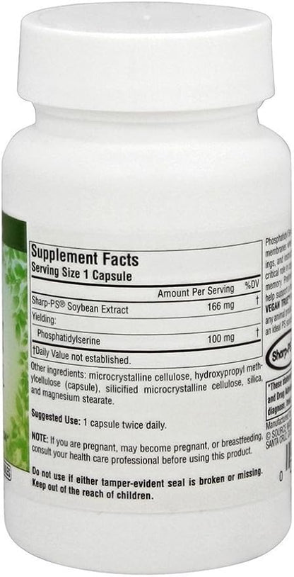 Source Naturals Vegan True Phosphatidyl Serine 100, Supports Cognitive Function*, 100 mg - 30 Vegetarian Capsules