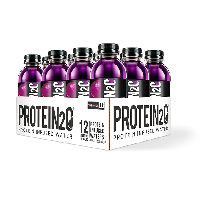 Protein2o 15g Whey Protein Isolate Infused Water, Ready To Drink, Sugar Free, Gluten Free, Lactose Free, Harvest Grape, 16.9 oz Bottle (Pack of 12)