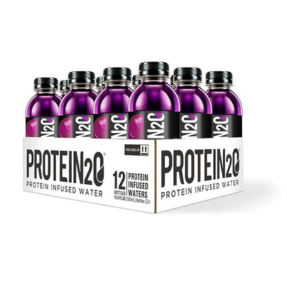 Protein2o 15g Whey Protein Isolate Infused Water, Ready To Drink, Sugar Free, Gluten Free, Lactose Free, Harvest Grape, 16.9 oz Bottle (Pack of 12)