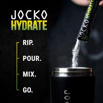 Jocko Fuel Hydrate Electrolytes Powder Packets Low Sugar - Hydration Amplifier Packets for Recovery, Dehydration, & Exercise - with Vitamins B6, B12 & C (16 Packets) Lemon Lime