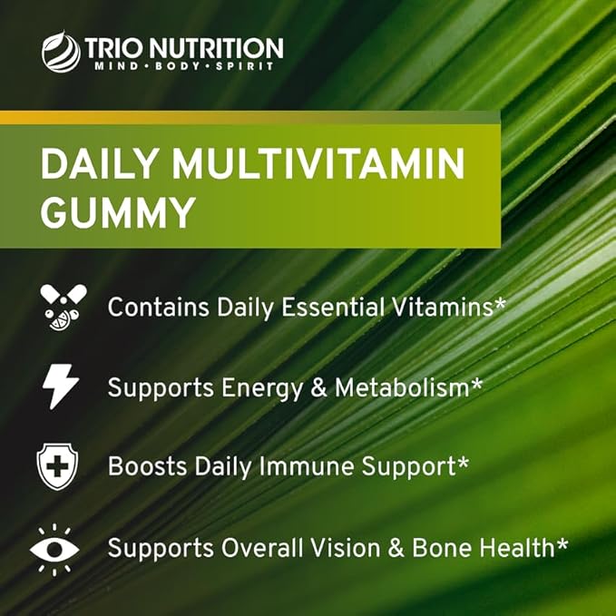 TRIO NUTRITION Premium Daily Balance Multivitamin Gummies for Men & Women| Essential Vitamins & Minerals for Immune Boost & Energy Support | No Major Food Allergens & Gluten Free| No High Fructose*
