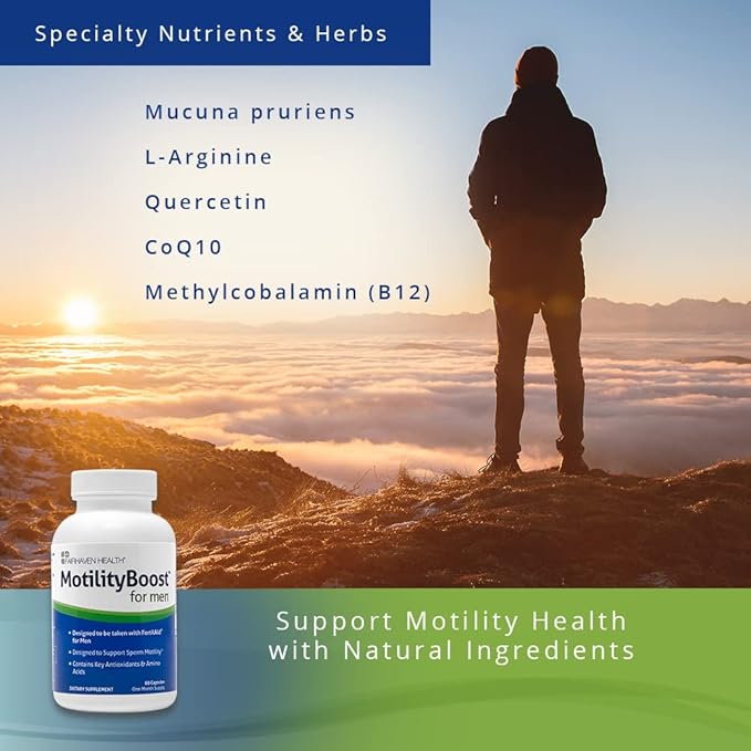 FertilAid for Men and MotilityBoost Combo, Prenatal Vitamins and Male Fertility Supplement to Support Count and Motility with L-Carnitine, CoQ10, Zinc and More, 150 Capsules, 1 Month Supply