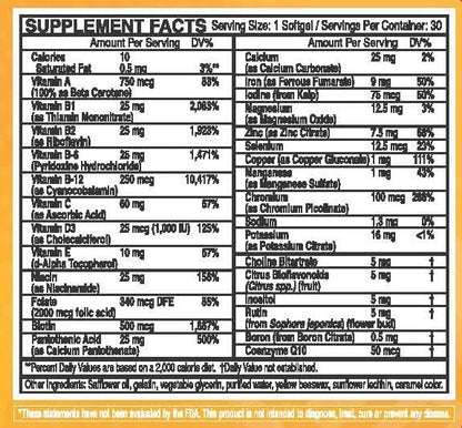 Natural Selection Multi-Vitamin | Immune Support & Antioxidant Cell Protection | Gelcap 30 Servings