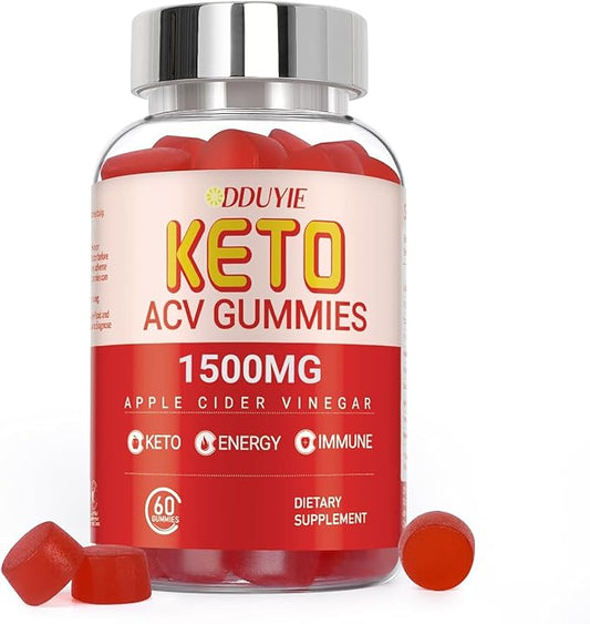 Vegan Apple Cider Vinegar Gummies | 1500MG 60 Count | Keto ACV Supplement | Apple Flavor | Rich in Vitamins B12 and B6 | Non-GMO, Gluten Free, Gelatin-Free Gummies for Adults