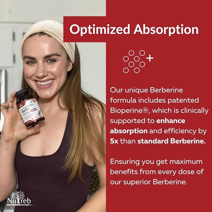 Berberine Supplement 1200mg - 5X Higher Absorption - Ultra Pure 98% Berberine HCL - Healthy Weight Management, Immune Support - Non GMO, Manufactured in USA - 60 Vegan Capsules