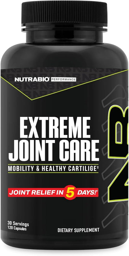 NutraBio Extreme Joint Care - Joint Support Supplement for Joint Relief, Pain-Free Movement - Supports Healthy Joints, Mobility, and Cartilage- Full Joint and Musculoskeletal Support - 120 Capsules