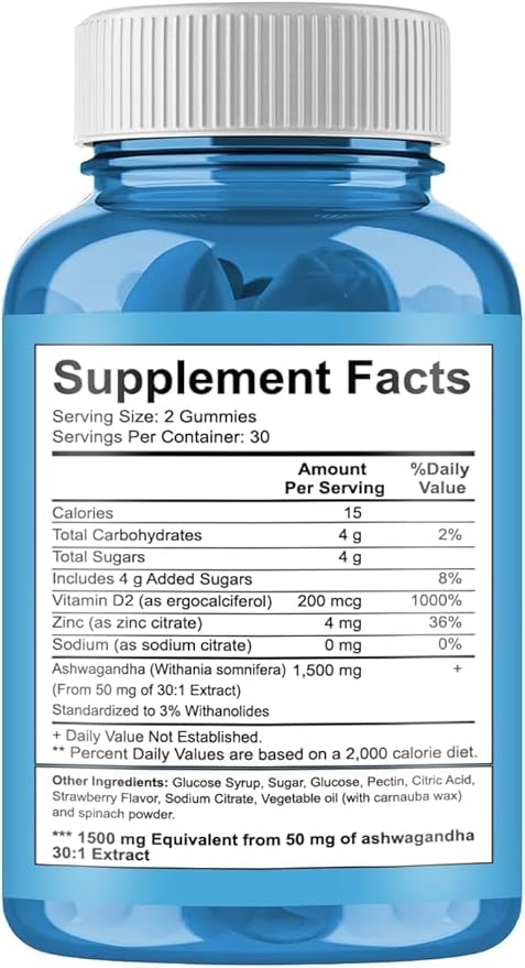 Ashwagandha Gummies-Ashwagandha Vitamin D Gummy Vitamins Supplements - Mixed Berry, KSM-66-60 Count