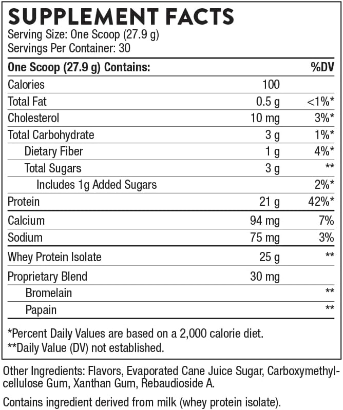 THORNE Whey Protein Isolate - 21 Grams of Easy-to-Digest Whey Protein Powder - NSF Certified for Sport - Vanilla Flavored - 29.5 Ounces - 30 Servings