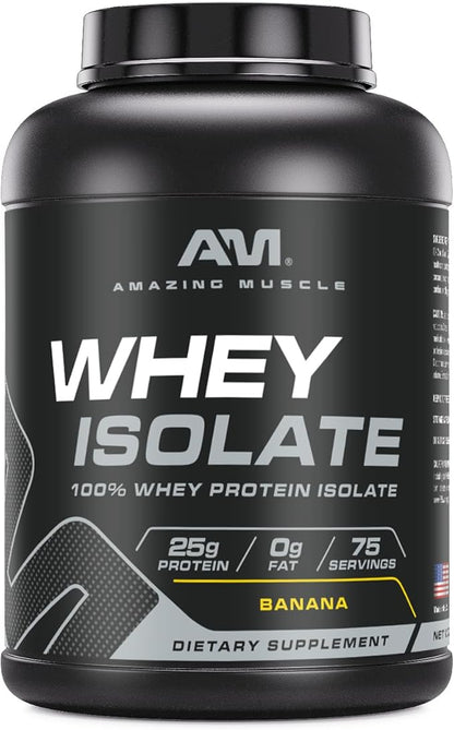 Whey Protein Isolate Powder | 25 Grams Protein Per Serving | 100% Whey Isolate | Zero Fat | Made in USA (5 Lb, Banana)