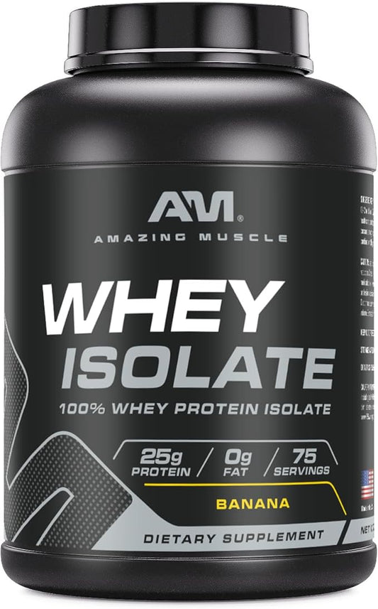 Whey Protein Isolate Powder | 25 Grams Protein Per Serving | 100% Whey Isolate | Zero Fat | Made in USA (5 Lb, Banana)