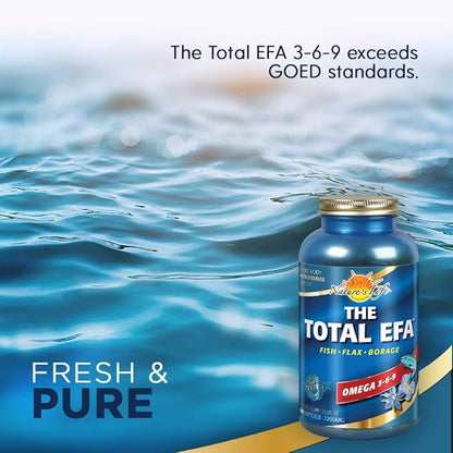 Nature's Life The Total EFA Fish Oil w/Organic Flaxseed & Borage Oils | 1200 mg | Skin, Heart & Memory | 180 Softgels