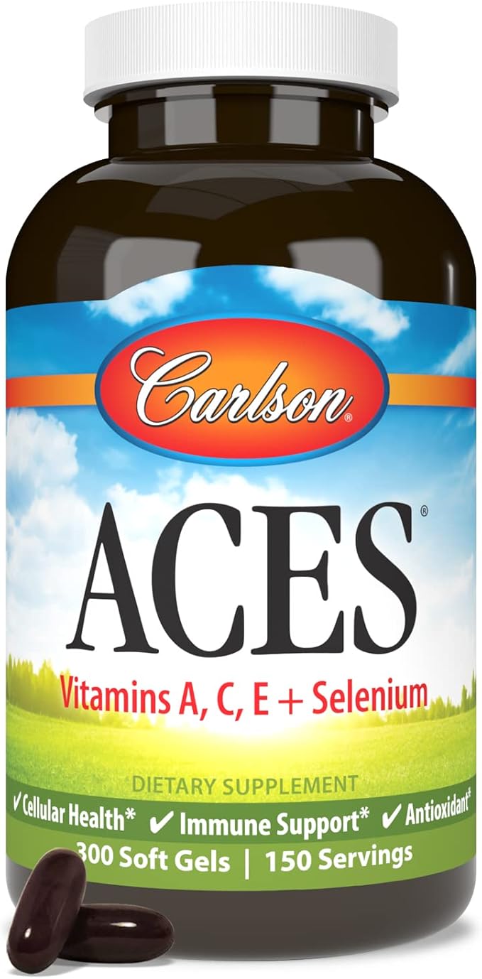 Carlson - ACES, Vitamins A, C, E + Selenium, Cellular Health & Immune Support, Antioxidant, 300 Softgels