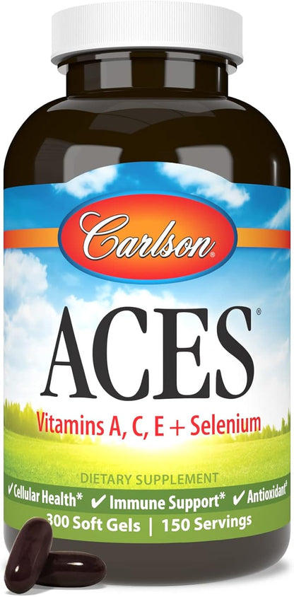 Carlson - ACES, Vitamins A, C, E + Selenium, Cellular Health & Immune Support, Antioxidant, 300 Softgels