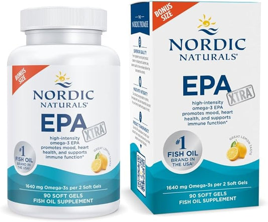 Nordic Naturals EPA Xtra, Lemon - 90 Soft Gels - 1640 mg Omega-3 - High-Intensity EPA Formula for Positive Mood, Heart Health & Healthy Immunity - Non-GMO - 45 Servings