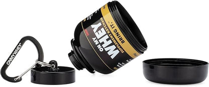 Protein Powder Container To Go - Travel Water Bottle Funnel For Mixes, Portable Pre Workout Supplement Containers & Dispenser Funnels, Mini Preworkout Supplements Holder Keychain Bottles