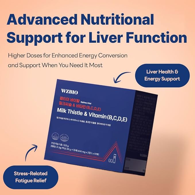 Optima Vital - Milk Thistle (Silymarin 130mg) for Liver Health, Liver Supplement, Stress Relief & Immune Support, with Vitamins B, C, D, E & Rhodiola, 10-Day Supply