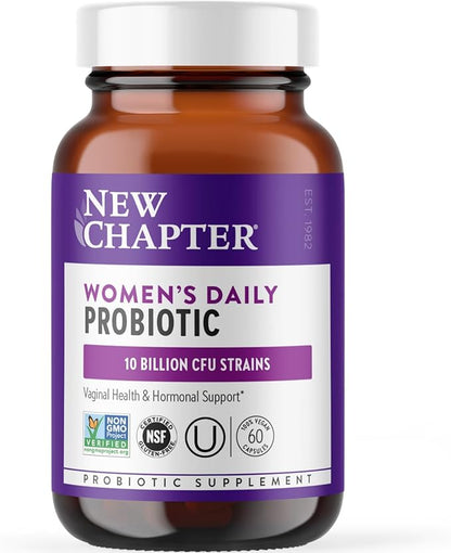 New Chapter Probiotics for Women - 60 ct (2 Month Supply), Women's Daily Probiotic with Prebiotics and Probiotics + 100% Vegan + Soy Free + Non-GMO