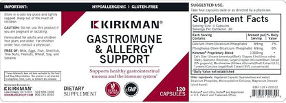 Kirkman Gastromune Allergy Support - Hypoallergenic-120 Vegetarian Capsules Gluten/Casein Free