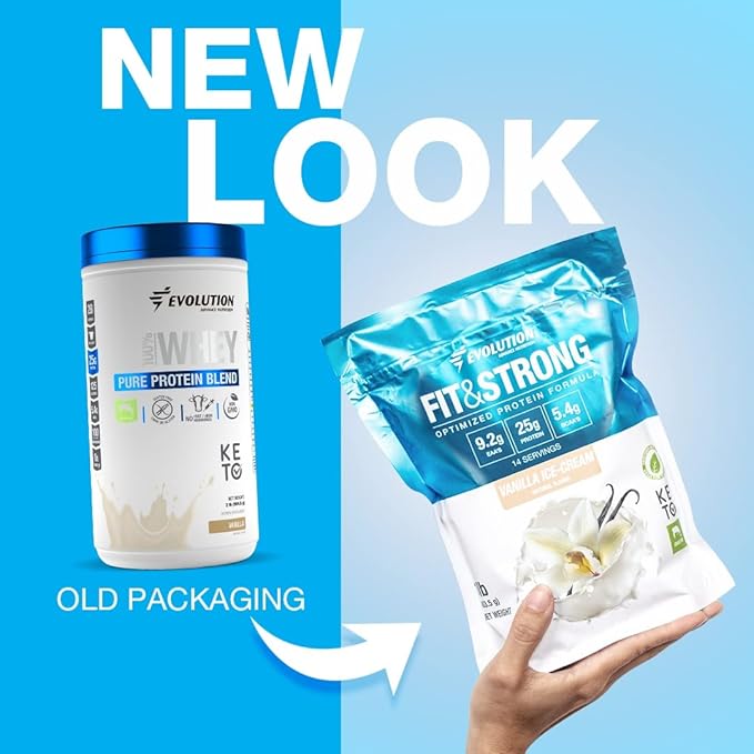 Evolution Advance Nutrition Fit & Strong - Pure Whey Protein Powder with BCAA, 100% Grass-Fed, Quick Absorbing and Fast Digesting for Optimal Muscle Recovery, Natural Flavor – 2 Pounds (Vanilla)