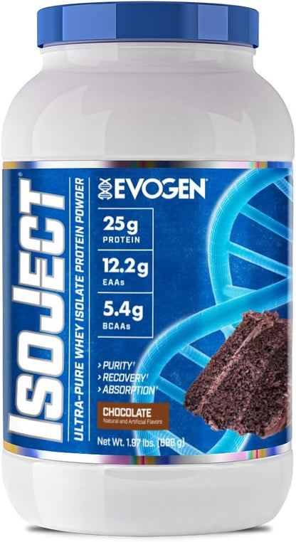 Evogen Isoject - Whey Isolate Protein Powder | Ultra-Pure Whey Isolate, Enhanced Absorption & Recovery | Ignitor Enzymes, BCAAs, EAAs | Chocolate Cake | 28 Servings
