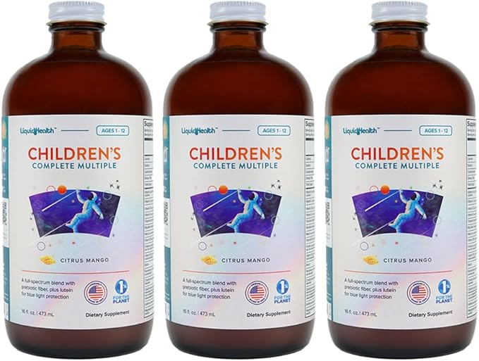 LIQUIDHEALTH 16 Oz Kids Liquid Multivitamin Complete Multiple for Children, Toddlers - Essential Vitamins & Minerals Supplement, Immune Support, Gluten Free, Non GMO, Prebiotic Fiber