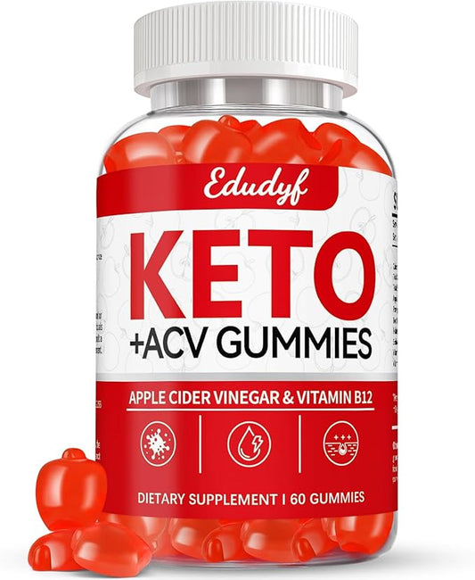 EDUDYF Keto ACV Gummies - 60 Count Gluten-Free, Gelatin-Free Apple Cider Vinegar Gummies with B12 for Keto Support, Vegetarian, Unique Flavor, Convenient Bottled Supplement for Men & Women