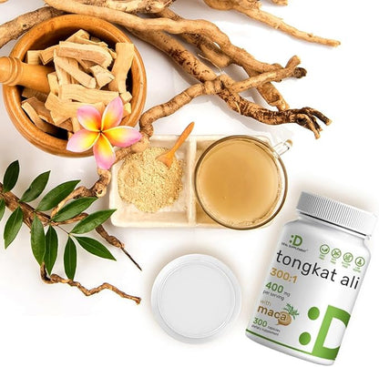 DEAL SUPPLEMENT Tongkat Ali Extract 300:1 400mg & Maca Root 400mg | 300 Capsules, Ultra Strength Longjack (Eurycoma Longifolia) + Peru Maca – Non-GMO, Herbal Supplement for Men Health, Performance