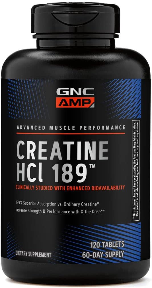 GNC AMP Creatine HCl Pills | Muscle Builder, Energy Production, Performance Recovery Supplement | Fast Absorbing, Gluten Free Formula| 120 Count