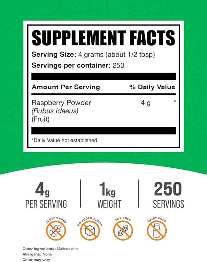 BulkSupplements.com Raspberry Powder - Dried Fruits Powder - Dried Raspberries Powder - Antioxidant Powder - Raspberry Fruit Powder - Raspberry Flavoring Powder (1 Kilogram - 2.2 lbs)