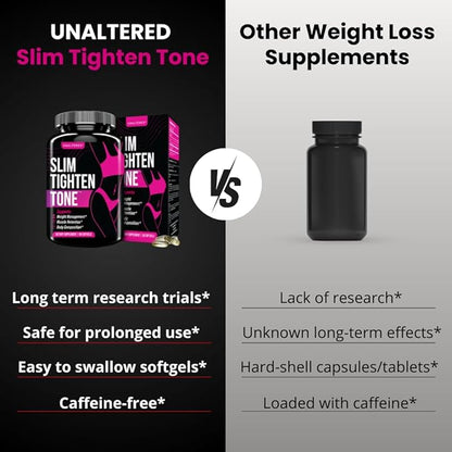 UNALTERED Slim Tighten Tone - CLA Supplement for Women - Supports Waistline, Healthy Metabolism, & Long-Term Weight Management - Natural, Caffeine-Free Diet Pills - 90 Softgels
