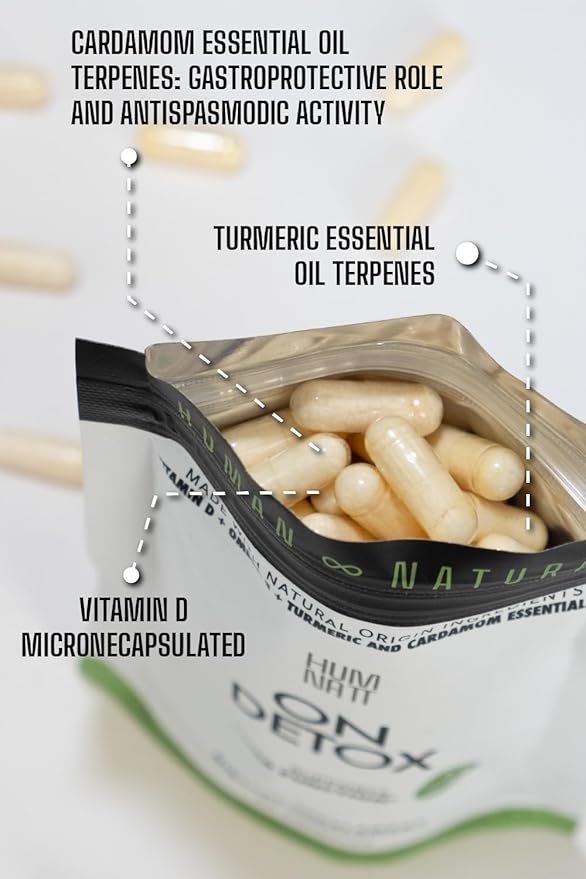 On Detox | Vegan Capsules with Vitamin D, Omega-3, Chia Oil, Turmeric & Cardamom Oils | Supports Body Cleansing & Wellness | 60 Count