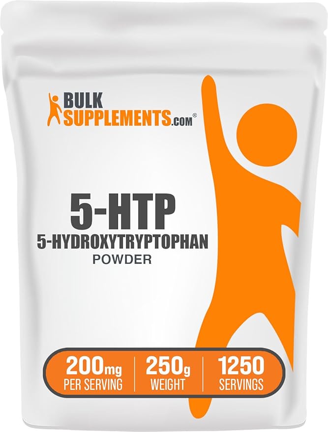 BulkSupplements.com 5-HTP Powder - 5-Hydroxytryptophan, 5 HTP Supplement - 5-HTP 200mg, Mood Support Supplement - Gluten Free, 200mg per Serving, 250g (8.8 oz) (Pack of 1)